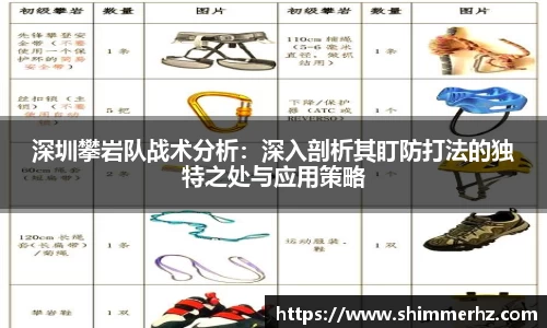 深圳攀岩队战术分析：深入剖析其盯防打法的独特之处与应用策略